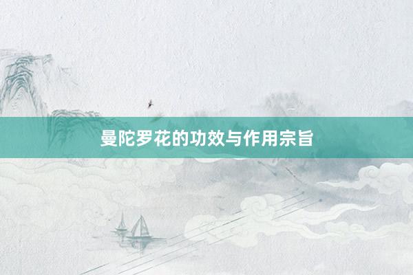 曼陀罗花的功效与作用宗旨